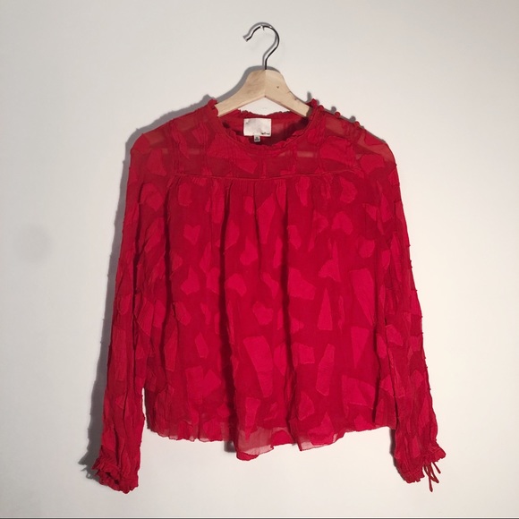 Aritzia Wilfred Le Fou Red Henriette Blouse - Picture 2 of 7